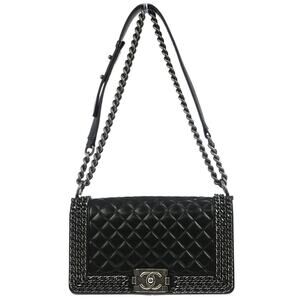 Chanel Quilted Lambskin Chained Boy Flap Bag Black